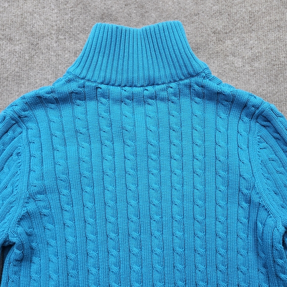 Lauren Ralph Lauren Cable Knit Full Zip Sweater L Blue RL Crest - Picture 13 of 16